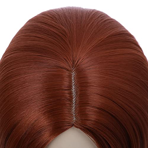 Dark Orange Synthetic Wig for Cosplay & Daily Wear - 18 Inch, Heat-Resistant, Adjustable Cap Included