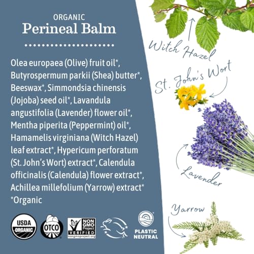 Organic Perineal Balm 2 Oz Pack of 3 - Soothing Postpartum Relief Earth Mama