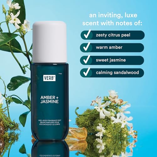 VERB Warm Amber + Sweet Jasmine Hair & Body Fragrance Mist – Scent with Amber & Jasmine, Safe for Sensitive Skin, 8oz