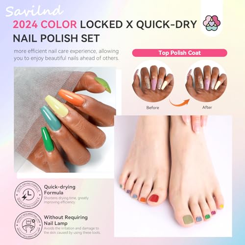 39-Piece Fall Nail Polish Set with Quick Dry & Top & Base Coats - Colors Locked X Tech - Variation D2-Fall