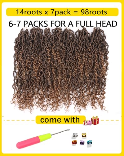 Goddess Locs Crochet Hair 18 Inch T1B/27 - Curly Faux Locs for Black Women, 7 Packs