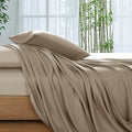 King Size Bamboo Viscose Bed Sheets Set - Simply Taupe, 4 Pieces