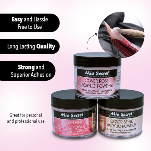 Nail Cover Powder Set - 3 Colors for Acrylic Nail Art and Nail Extensions