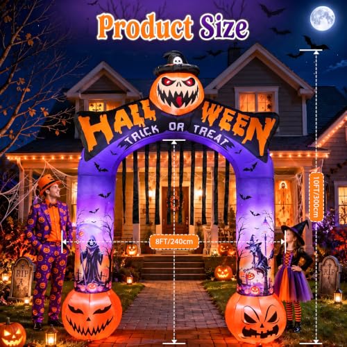 10 FT Halloween Inflatable Archway with Built-in LED Lights for Outdoor Yard Decor