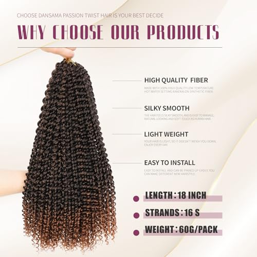 Dansama Passion Twist Water Wave Crochet Hair 18 Inch - Pack of 6, T1B/30