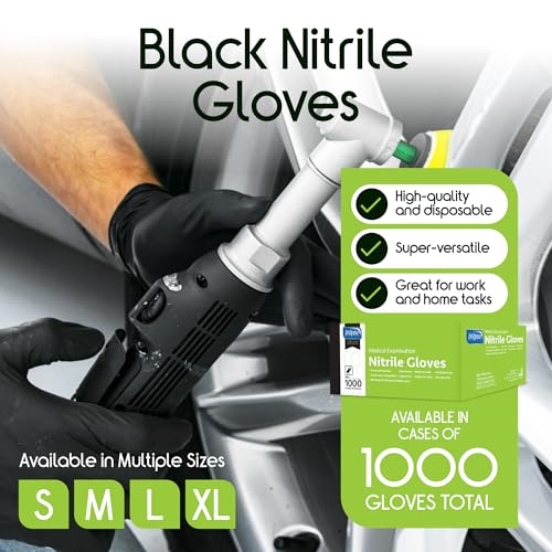 X-Large Inspire Black Nitrile Disposable Gloves - Case of 1000, Medical & Food Safe