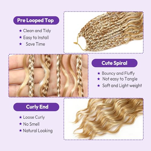 24 Inch Goddess Box Braids Crochet Hair - Boho Pre-Looped Synthetic Braids (Pack of 7) - Natural Look & Easy Installation