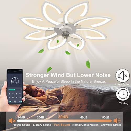 BESKETIE 35'' Bladeless Ceiling Fan with Lights - White, Remote & App Control