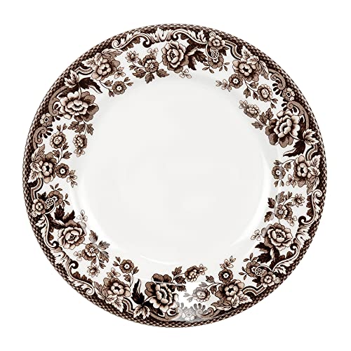 Spode Delamere 8-Inch Salad Plate Set of 4 Brown & White - Holiday Dinnerware