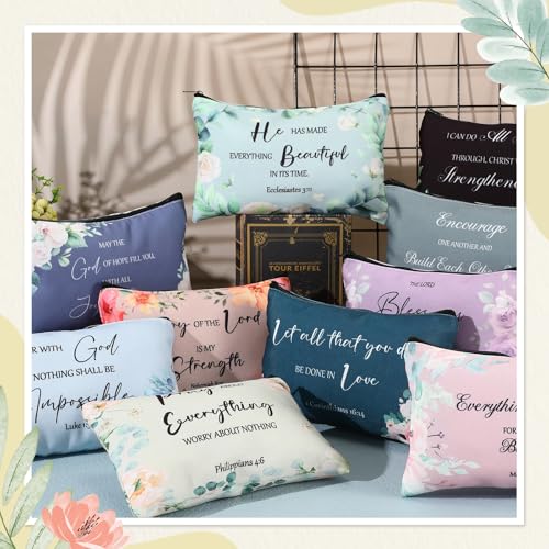 Vintage Christian Gift Set for Women - Religious Gift Bulk with Bible Verse Makeup Bags & Mirrors