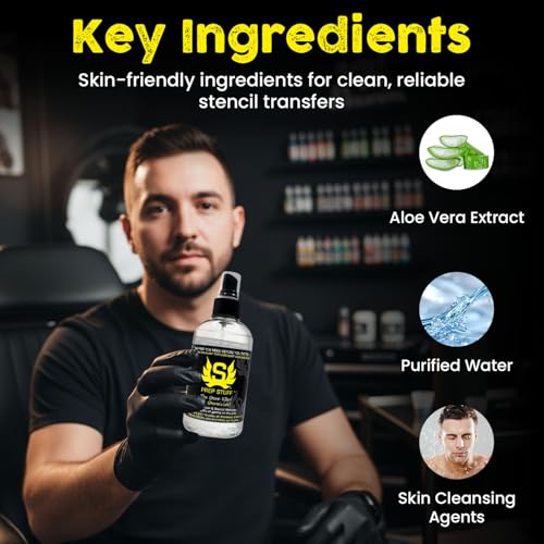 8oz Tattoo Stencil Prep Spray - Clear | Skin Cleanser & Remover for Artists