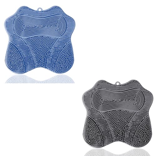 Shower Foot Scrubber with Strong Suction Cups - Grey & Blue Foot Massager