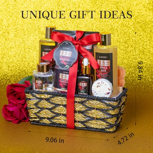 Birthday Gifts for Women, Spa Gift Baskets for Women, 14 Pcs Cherry Blossom & Rose Fragrance Spa Gifts for Mothers Day Gifts, Birthday Gifts for Wife, Self Care Kit