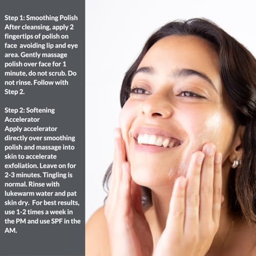 Euphoric Exfoliation Weekly Exfoliating Facial Treatment Peel for Soft and Baby Smooth Skin - with Lactic and Glycolic Acid - Vegan (2oz and 1oz)