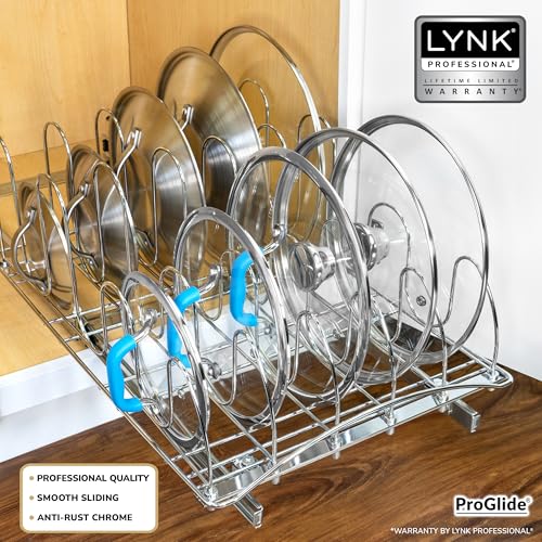 Pull Out Pot and Pan Lid Organizer 14W x 21D x 9H Inches - Chrome