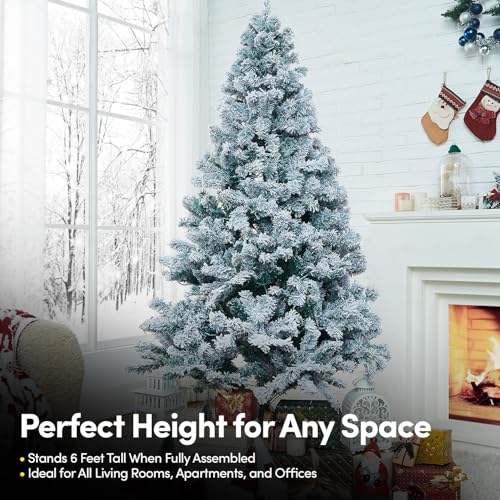 6ft Pre-Lit Frosted Christmas Tree with 250 Warm White LED Lights & 8 Lighting Functions