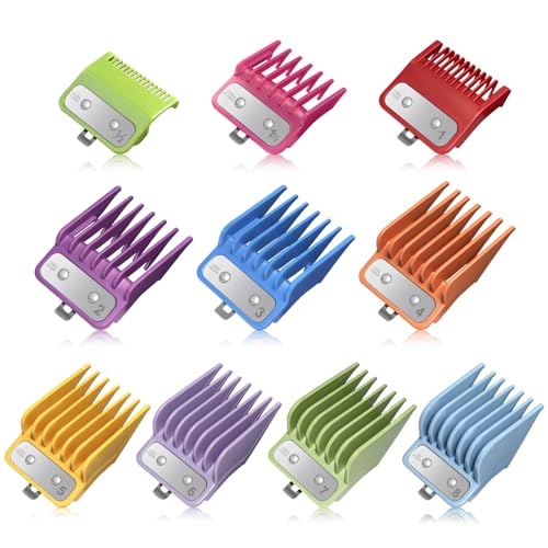10 Pcs Clipper Guards Set for Wahl Clipper Guards Set with Metal Clip£¬Professional Hair Clipper Guards Cutting Guides Compatible with Most Wahl Clippers from 1/16" to 1"(Colorful£©