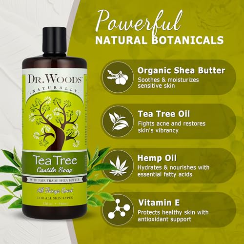 Liquid Castile Soap with Tea Tree Oil - 32 Fl Oz for Face, Body & Hands