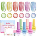 Beetles Fruit Magnet Cat Eye Gel Nail Polish Set - 6 Colors Spring Gel Polish Kit Glitter Cat Eye Pink Purple Blue Yellow Green Magnetic Shine Soak Off UV Salon DIY Manicure Gift for Women