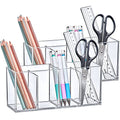 Acrylic Makeup Organizer 2-Pack with 4 Compartments, Vanity Storage for Brushes and Eyebrow Pencils
