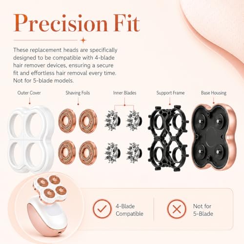 2Pcs Compatible Replacement Heads for Flawless Legs Hair Shaver - Women’s Legs Hair Removal