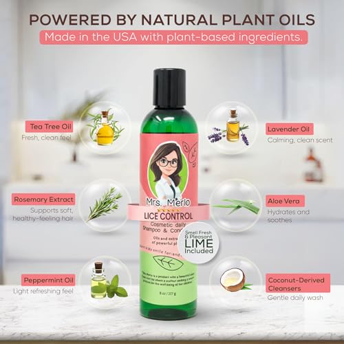 Kids Lice Prevention Hair Care Set – Natural 2-in-1 Shampoo & Conditioner + Detangler Spray, Paraben & Sulfate Free, 8 oz Each