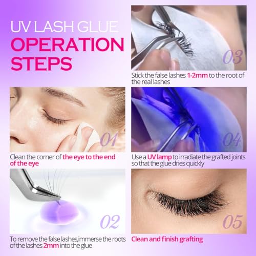 UV Eyelash Extension Glue Purple UV-Resistant 5ML for Professional Use - Variation of PurpleUVGlue