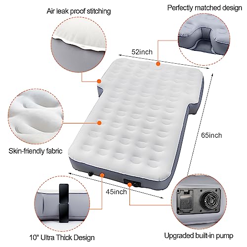 65'' SUV Air Mattress - Ultra-Thick Inflatable Car Trunk Bed with Built-in Pump
