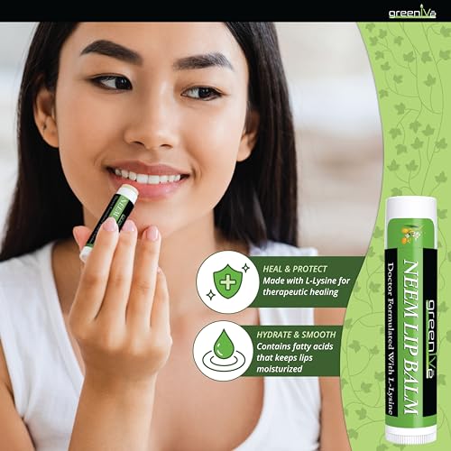 GreenIVe Vegan Neem Lip Balm 5 Tubes - Natural, Handcrafted Moisturizer for Dry & Sensitive Lips