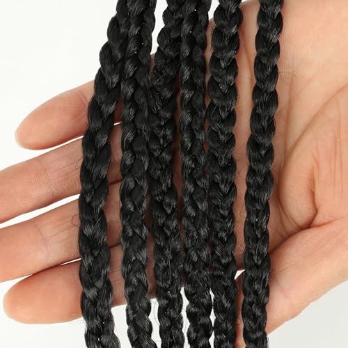Themis Hair 30 Inch Black Crochet Box Braid Hair Extensions - 6 Packs, Pre-Looped, Natural Look