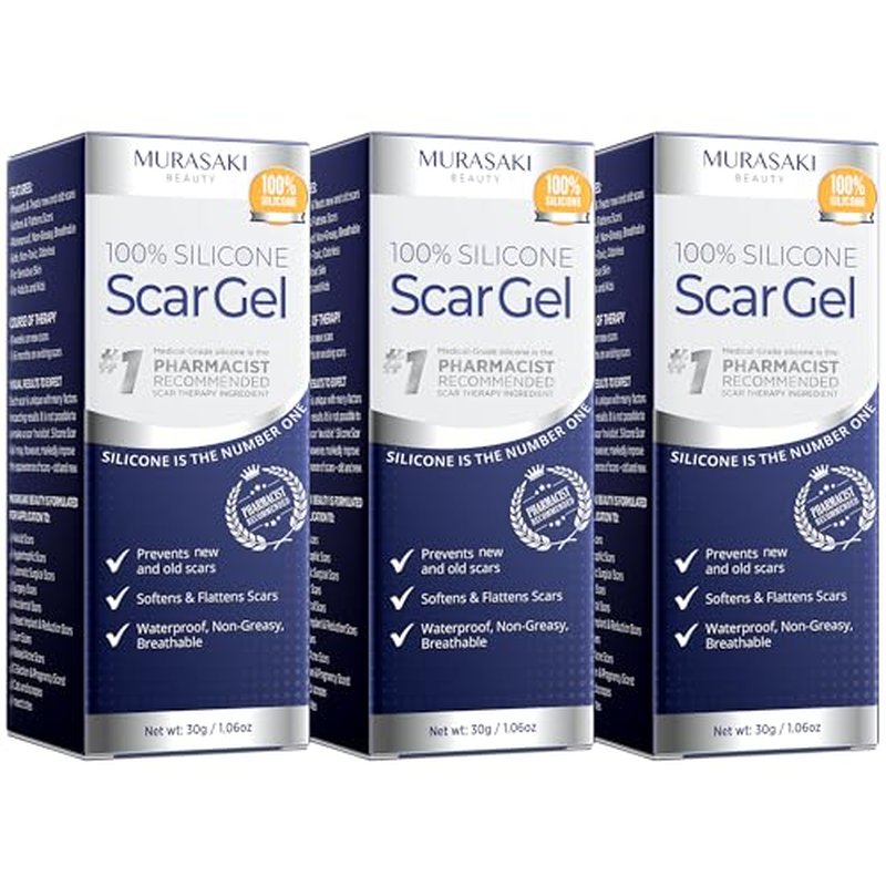 100% Silicone Scar Gel 3-Pack ? 3 x 1.06oz Scar Cream for Long-Term Scar Care ? C-Section, Surgery, Acne, Keloids, Burns ? Fades Old & New Scars Fast