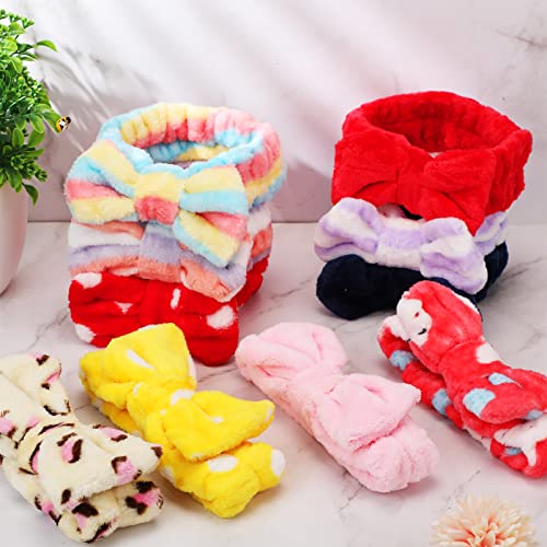 24 Pieces Face Wash Headband Set for Women - Stylish & Elastic Spa Hairbands - Black+Pink