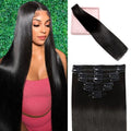 Clip in Hair Extensions 20 Inch Real Human Hair - Natural Black #1B, 105g