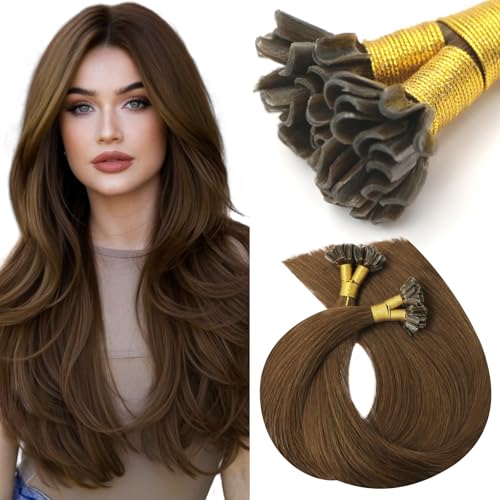 VINBAO U Tip Hair Extensions Human Hair 16 Inch - #4 Chocolate Brown, Seamless & Natural Blend