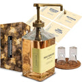 eBun Gold Mouthwash Dispenser Set 37oz Glass Bottle with Pump & Cups