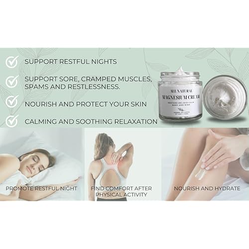 Organic Magnesium Cream ? Extra Strength Nighttime Moisturizer | Made in USA, Family-Owned, Glass Jar, Gentle For All Ages