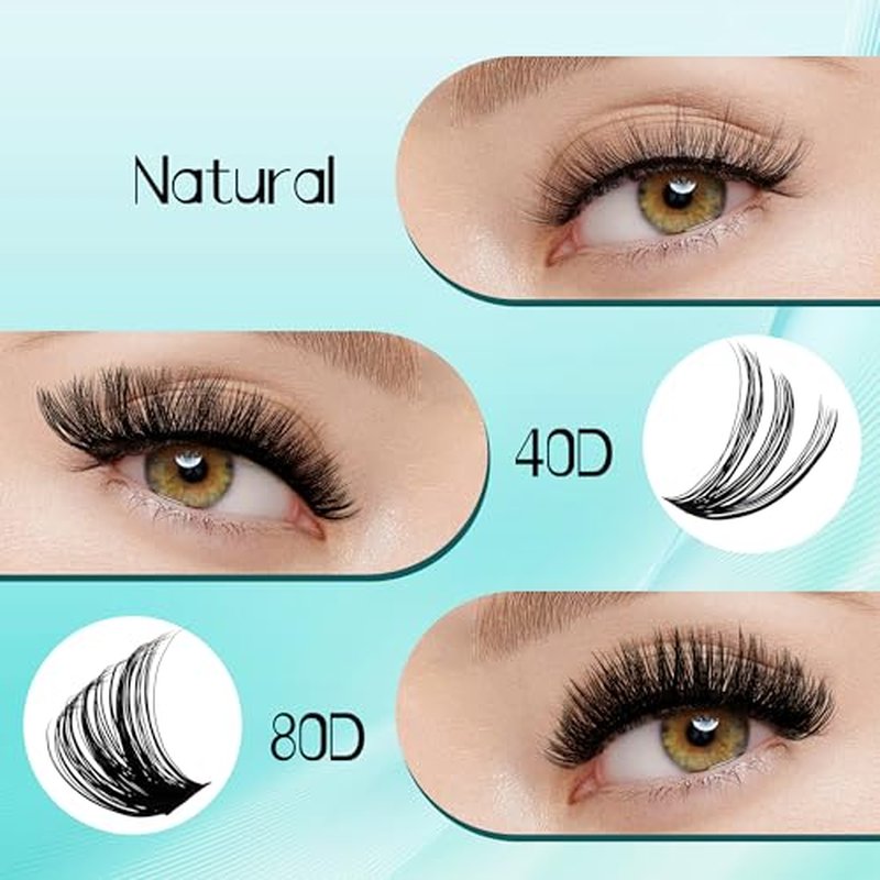 GEMERRY Eyelash Extension Kit Thick Curl Fluffy Clusters Kit With Lash Bond and Seal, Tweezers, DIY Lash Extension (80P-10-18mm)