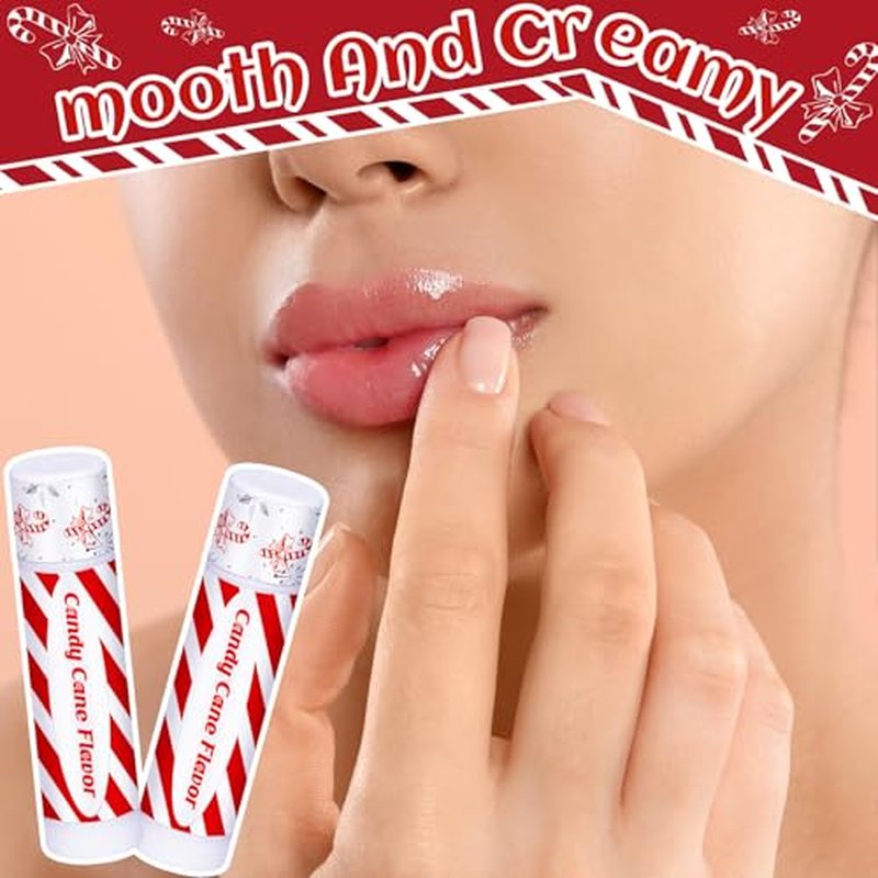 50 Pack Christmas Lip Balms Bulk Peppermint Candy Flavor Lip Balm Winter Holiday Flavor Christmas Party Gifts Stocking Stuffers Bulk for Women Employee Staff Coworkers