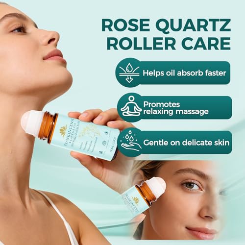 KUNLEN Frankincense & Castor Oil Roll-On with Rose Quartz - Organic Skin Firming 1.7 fl oz (Variation 1)