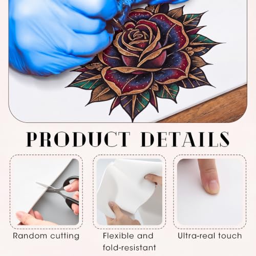 White 148x6.3 Inch Silicone Tattoo Practice Skin Roll with Scissors, 3mm Thickness
