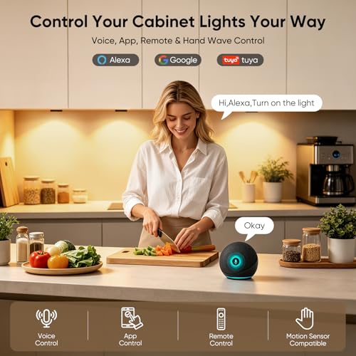 VST Smart Puck Lights 6 Pack Black Dimmable Under Cabinet & Shelf Lighting