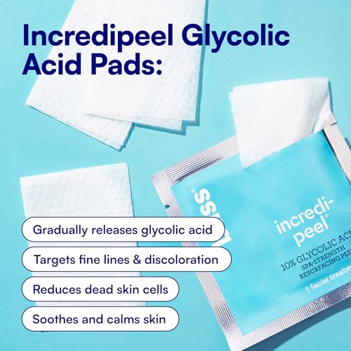 Bliss Incredi-Peel Glycolic Resurfacing Facial Pads Fragrance-Free 15 Count - Gentle Exfoliation for Bright Skin