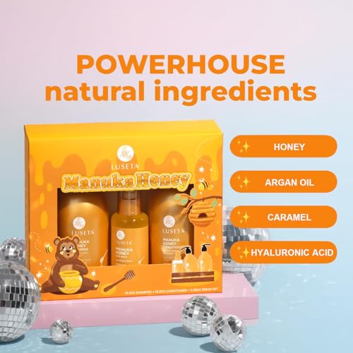 Manuka Honey Moisturizing Hair Care Set with Shampoo Conditioner & Serum - 12.39 Fl Oz (Pack of 3)