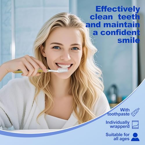 Fafortune 200 Disposable Toothbrushes with Toothpaste - 5 Colors, Individually Wrapped, Travel & Hotel Use