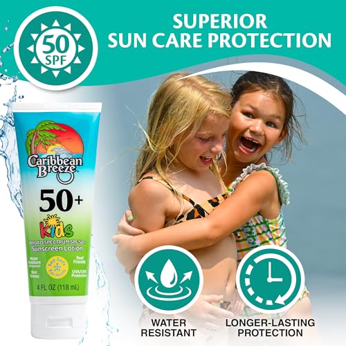 Reef Friendly Kids Sunscreen SPF 50, Mango Lime Scent Body Lotion, Rich in Anti-Oxidants, Water Resistant Up to 80 Minutes, Broad Spectrum, 4 oz, 2 Pack