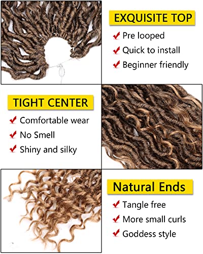 Goddess Locs Crochet Hair 18 Inch T1B/27 - Curly Faux Locs for Black Women, 7 Packs
