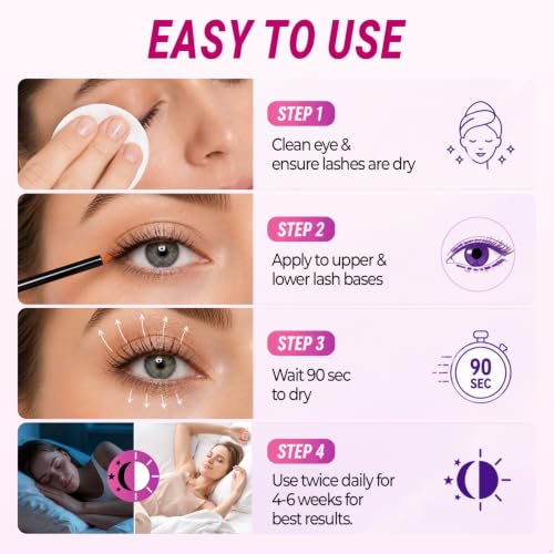 Red Eyelash Growth Serum 2 Pack - Peptides Formula for Fuller Lashes & Brows, 10ml