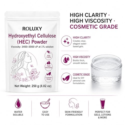Hydroxyethyl Cellulose HEC Powder 250g - Clear Water-Soluble Thickener for Gels & Lotions