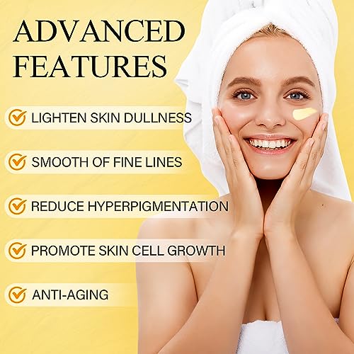 SHVYOG Vitamin C Face Moisturizer, Turmeric Face Cream, Anti-aging Hydration Skin Firming & Brightening Cream for Dark Spots, Wrinkles, Uneven Skin Tone, Vitamin C Lotion for Instant Glow, 1.76 OZ