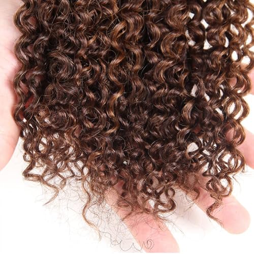 ZCMYVINND P4/30 Dark Brown Highlight Curly Wave Hair Bundles 8-12 Inch Brazilian Virgin Remy Extensions